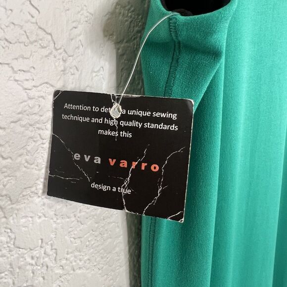 Eva Varro Women's Asymmetric Fringe Dress Reversible Black Green Small New ac27 - Picture 11 of 11